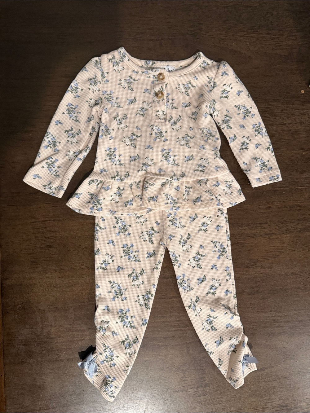 Girls Cream Floral Ruffle Set 12months
